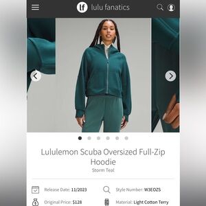 Lululemon Full Zip Oversized Cropped Scuba